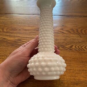 Elegant White Hobnail Vase
